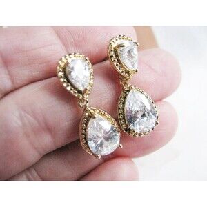 Post Style cubic zirconia Stud Earrings Bridal Prom Pageant Jewelry Clear